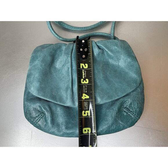 Fossil Teal Green Leather Crossbody Shoulder Bag Mini Small Leather Distressed - Picture 4 of 5